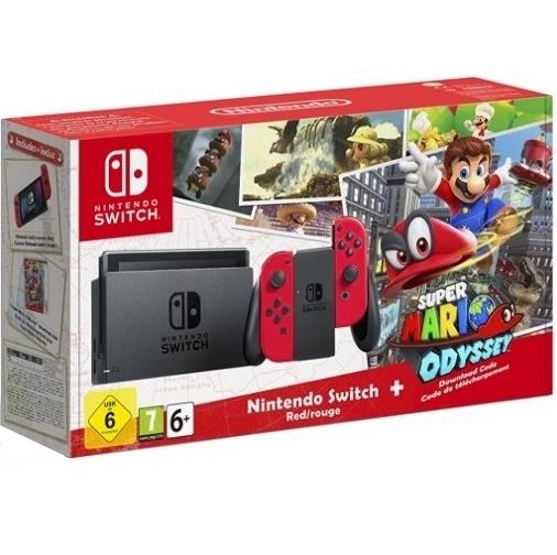 NINTENDO Nintendo Switch console con Joy-Con rosso + Super Mario Odyssey bundle